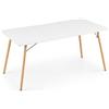 PURELLEL Rechteckig Esstisch Küchentisch Buchenholz 160cm | für 4 Stühle Esszimmertisch Tisch mit Holzbein MDF Weiß 110 x 70 x 75 cm(Nur Tisch)
