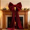 Generico Grande Puntale Albero Natale Fiocchi, 200CM Velluto Fiocchi Albero Natale | Grandi Fiocchi Velluto Red Per Albero Natale, Gigante Fiocchi Red Albero Decorazioni Natalizie, Per Mantle Parete Porta