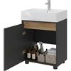 Amveya Mobile sottolavabo da bagno, colore: nero | Mobile sottolavello da 42 x 33 x 54,5 cm, compatto da bagno, con ripiano regolabile