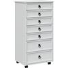 RJPLMFV Armadio Rotolante Con Cassetti in Legno di Pino, 5 Cassetti e 2 Scomparti, | Mobile mobile con ruote, maniglie in metallo nero, legno di pino massiccio, facile manutenzione, uso ufficio o officina