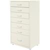 dmiuiou Cassettiera in metallo con 7 cassetti, colore: beige | Cassettiera mobile con 7 cassetti e ruote, armadio da ufficio con ruote per ufficio, camera da letto e soggiorno
