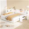 luckdect Letto estraibile 90 x 200 cm trasformabile 180 x 200 cm, scrivania a LED, bianco