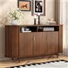Rosebibi Mobile/Credenza con finitura in legno Anrichte per soggiorno Armadio portaoggetti in MDF PB, 3 ante, struttura a linee verticali, piedini in legno di pino, mobile moderno per riporre, in noce