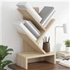 ZQQLVOO Libreria a 3 ripiani, 30 x 18 x 48 cm, in legno | Design a forma di albero salvaspazio, struttura robusta, scomparti aperti, posizionabile in modo versatile