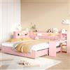luckdect Letto estraibile 90 x 200 cm trasformabile 180 x 200 cm, scrivania a LED, rosa
