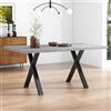 ZKLOEP Tavolo da pranzo 140 x 80 x 76 cm, design con gambe incrociate, rettangolare, tavolino da caffè, moderno, semplice, in ferro battuto, effetto cemento+nero