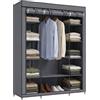 HOMCOM Armadio in Tessuto Salvaspazio, 11 Ripiani, 135x45x175 cm, Grigio | Guardaroba, Barra Appendiabiti, Copertura, Struttura in Acciaio, per Camera da Letto