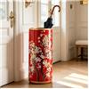 bacedifo Portaombrelli in Ceramica Multicolore Secchiello Portaoggetti da Terra Vaso | W19,5 X H44 Cm, Base Stabile, Antiscivolo Portaombrelli in Ceramica Dipinta a Mano con Disegni Floreali(Red)
