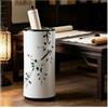 bacedifo Portaombrelli in Ceramica Multicolore Secchiello Portaoggetti da Terra Vaso | W19,5 X H44 Cm, Base Stabile, Antiscivolo Portaombrelli in Ceramica Dipinta a Mano con Disegni Floreali(Multi-colored)