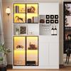 Bladez Armadietto alto da cucina, 140 x 30 x 200 cm, con LED, bianco | Vetrina in vetro con 2 cassetti e 6 ante, armadietto alto con molto spazio, armadietto per vino, buffet da cucina per cucina