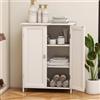 UYIHOME Mobile sottolavello, mobile da bagno, mobile da bagno, 30 x 60 x 80 cm, armadio a 2 ante magnetiche con scanalature verticali (tutto bianco)