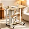 Verdego Tavolino con ruote, 2 ripiani, 40 x 60 x 63-90 cm, effetto legno | Scrivania regolabile in altezza, salvaspazio, tavolo per PC, piccola scrivania mobile per computer, per casa, ufficio, divano