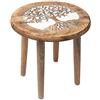 XdeliX Tavolino albero della vita in legno di mango - rotondo - Ø 30 cm x altezza 31 cm - 1665 g - Sgabello in legno con 4 gambe, sgabello per piante, tavolo decorativo, tavolo altare per pietre