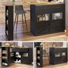 Generic Isola cucina moderna nera allungabile tavolo bistrot rotante a 360 gradi con scaffali e maniglie in alluminio struttura mdf robusta mobile bar alto per sala da pranzo studio ufficio