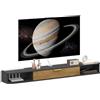 HOMCOM TV Stand da parete con sportello ribaltabile, 160x24x16cm, Grigio | TV Stand in legno, TV Bench da parete, scomparti aperti, gestione cavi, per soggiorno camera da letto