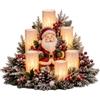 Generic Centrotavola Natalizio Illuminato con Bagliore di Candela Senza Fiamma | Renna in Resina Dipinta a Mano con Rami, Pigne e Bacche Rosse, Luci a Batteria, per Ingresso, Mensola e Vetrina, Idea Regalo