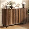Rosebibi Credenza scarpiera PB&MDF, 3 ante, goffratura ad arco verticale, ripiani regolabili, 5 piedini tubolari in metallo, cerniere ammortizzate, noce