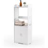 Baroni Home Mobiletto Bagno Salvaspazio in Plastic Wood, Mobile Multiuso 45x25x118 cm, Design Compatto, Facile da Montare e Pulire, Ideale per Bagno, Lavanderia e Casa, 2 Ante 3 Ripiani Alti