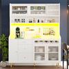 Luckdect Armadi da cucina, credenza, porta stoviglie alto con piani di lavoro e 3 cassetti, ripiani regolabili, 2 ante scorrevoli, scaffale per vino e soggiorno