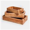 Loberon Tarevo Set di 3 scatole - Colore Caldo del Legno di Mogano - Manici sui Lati Corti, Marrone