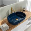 VITRA Lavabo d'appoggio ovale 60x42 cm in ceramica blu abisso lucido - Cloe