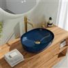 VITRA Lavabo d'appoggio slim 49x35 cm in ceramica blu abisso lucido - Cloe