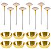 DLUGOPIS Set di 16 scodelle e pennelli per il viso dorati, 8 pennelli a ventaglio per il viso, estetista, 8 ciotole dorate per miscelare il viso, in acciaio inox, per miscelare maschere facciali, crema di