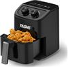 YASHE 2,3L Friggitrice ad Aria per 1-2 Persone, Compatta Air Fryer con 6 Opzioni di Menu, Doppia Manopola per Temperatura e Timer, Circolazione D'aria 3D, Cottura Sana Senza Olio