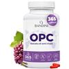 Bandini® Integratore OPC 365 Capsule Vegane, (95%) Estratto Semi d'Uva + Vitamina C, OPC puro da uva italiana con Contenuto più Alto Secondo HPLC, Antiossidante, Proantocianidina Oligomerica 95%