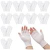 Silkmin 10 Paia di Guanti Bianchi Cotone Senza Dita per Mani Secche, Traspiranti | Sottili Guanti Idratanti Mani Notte in Tessuto Morbido per Dormire, Spa, Trattamento Della Pelle