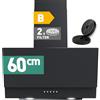 Heinrich´s HEINRICHS, cappa aspirante, 60 cm, aspirazione 300 m³/h, risparmio di spazio, con illuminazione a LED, 3 velocità, con filtro ai carboni attivi, potenza 69 W, colore nero