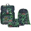 Step by Step Set di zaini per la scuola Cloud, 5 pezzi, zaino ergonomico con catarifrangenti, regolabile in altezza con cintura in vita, a partire dalla prima classe, 19L, Dino Titus, verde, moderno