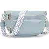 Boadlol Marsupio Grande Donna Cotone Borsa a Vita Crossbody Tracolla Regolabile Leggero Tasche Multiple Ideale per Uso Quotidiano e Viaggi Blu cristallo