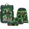 Step by Step Set di zaini per la scuola Cloud, 5 pezzi, zaino ergonomico con catarifrangenti, regolabile in altezza con cintura in vita, a partire dalla prima classe, 19L, Ninja Akiro - Verde, moderno