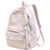 Generic Carino Zaino Da Donna A Pois, Zaino Per Laptop Con Rifiniture In Pizzo | Zaino casual multitasche con ciondolo a fiocco per i viaggi quotidiani a scuola(Pink)