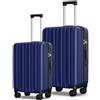 SHOWKOO Valigie Rigide 100% Policarbonato Bagaglio Leggero Resistente Serratura TSA 8 Ruote (Blu Scuro, Set 55+65 cm)