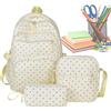 Generico Teen Girl Backpack - 3 Piece Cute Dot Bookbag Pencil Box Kit | Large Capacity School Bag Students Kindergarten Preschool Elementary Primary Middle High Back-To-School Travel Daily