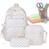 Generico Cute Backpack For School - 3 Piece Cute Dot Bookbag Pencil Box Kit | Large Capacity School Bag Students Kindergarten Preschool Elementary Primary Middle High Back-To-School Travel Daily
