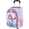 PRESTIGE & DELUXE Zaino Trolley compatibile con Santoro cherry blossom, 2 Scomparti Con Cerniera, Spallacci Imbottiti, Per Bambina, Scuole Elementari + portachiave pailettes e 7 penne multicolore