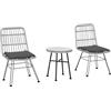 Outsunny Set di Tavolo e Sedie da Giardino da 3 Pezzi in Rattan PE Grigio | Acciaio, Set Bistrò da Giardino, Tavolino da Caffè con Piano in Vetro, 2 Sedie, per Balcone Patio Cortile Esterno