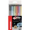 Kores - Kolores Style Metallic: 12 Matite Colorate in Legno Nero per Bambini, Principianti e Adulti, Tonalità Metalliche per Carta Kraft, Bianca e Scura, Set da 12 Colori Metallizzati Assortiti