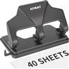 AFMAT Perforatore a 3 fori resistente, perforatore per carta resistente da 40 fogli, 50% di sforzo ridotto 3 fori, perforatore in metallo AFMAT 3 anelli, perforatore per carta a tre fori con vassoio grande