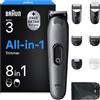 Braun Rasoio Elettrico Barba e Capelli Serie 3, Accessori, AIO3535n, Nero | Rifinitore All-in-One 8in1, Lama Ultra Affilata, Regolabarba Uomo Ricaricabile, 14 Lunghezze, per Viso e Capelli, 50 Min. Aut