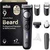 Braun Regolabarba Uomo Serie 9, +7 Accessori, Custodia, Bt9525 Titanio | Rasoio Elettrico Barba Impermeabile con +7 Strumenti da Barbiere, Ricaricabile, Lama Problade Affilata a Vita, 180 Min