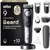 Braun Regolabarba Uomo Serie 9, +11 Accessori, Custodia, Bt9545n Titanio | Rasoio Elettrico Barba Impermeabile con +11 Strumenti da Barbiere, Ricaricabile, Lama Problade Affilata a Vita, 180 Min