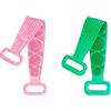 MnPalettey Body Cleaning Double Sided Back Shower Silicone Spa Brush, 2 Pack Silicone Back Scrubber with Mini Face Brush Shower Long 27 inch for Men and Women (rosa+verde)