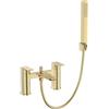 VeeBath Lagoon Soft Square Bath Shower Mixer - Finitura in ottone spazzolato con soffione quadrato, controllo a doppia leva, ingresso BSP G3/4, rubinetti da bagno con doccia