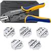 haisstronica Set di 6 strumenti di crimpatura, terminali intercambiabili | Cavità marcate AWG, stampi intercambiabili, pressione regolabile, stoccaggio soffiato, cablaggio domestico e officina