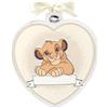 VALENTI & CO. Disney Re Leone Capoculla a Cuore in Legno 13x15 cm | regalo nascita e battesimo, personalizzabile col nome, da appendere alla culla, fiocco nascita