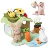 let's make Giocattolo sensoriale per bambini da 6 a 12 mesi, set da gioco 2 in 1 con coniglietto, oca e ape, sonaglio squittibile rugoso, giocattolo Montessori da viaggio